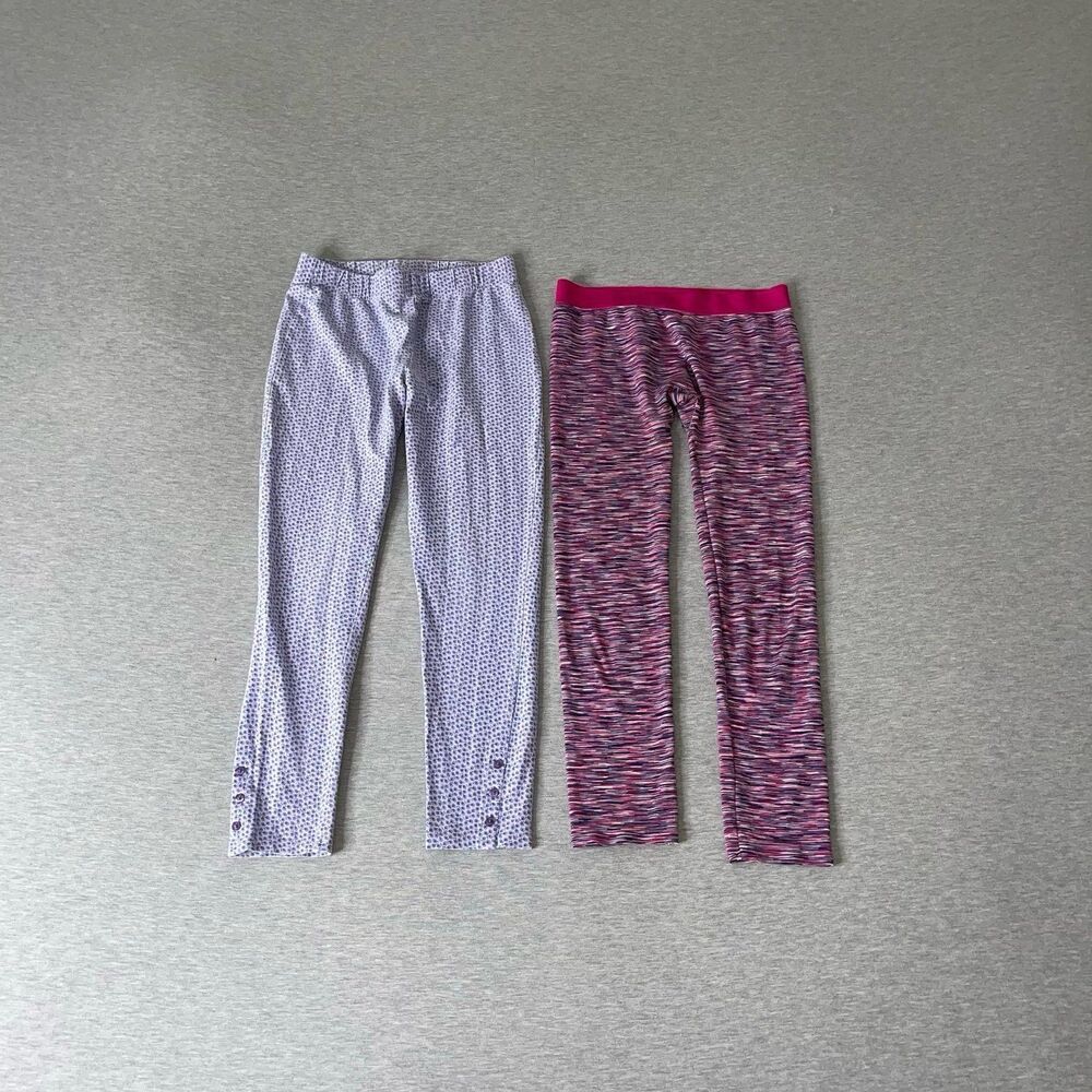 Faded Glory & Land’s End Girl’s Graphic Full-Length Leggings 2 PCS. Set